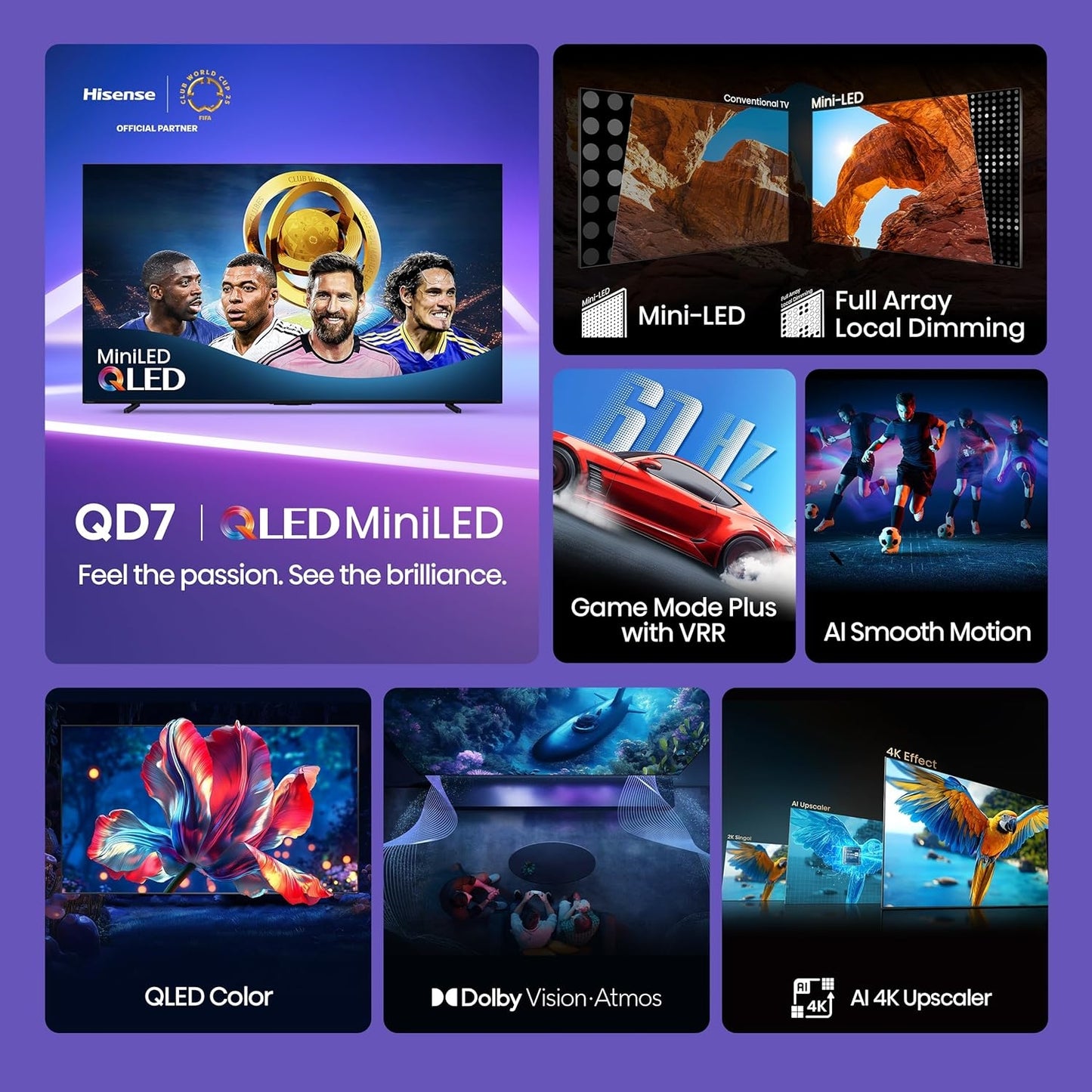 Hisense 50" Class QD7 Series Mini-LED QLED 4K UHD Smart Fire TV 50QD7QF