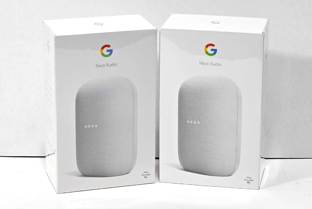Google Nest Audio Smart Speaker Chalk Color GA01420-US - 2-pack