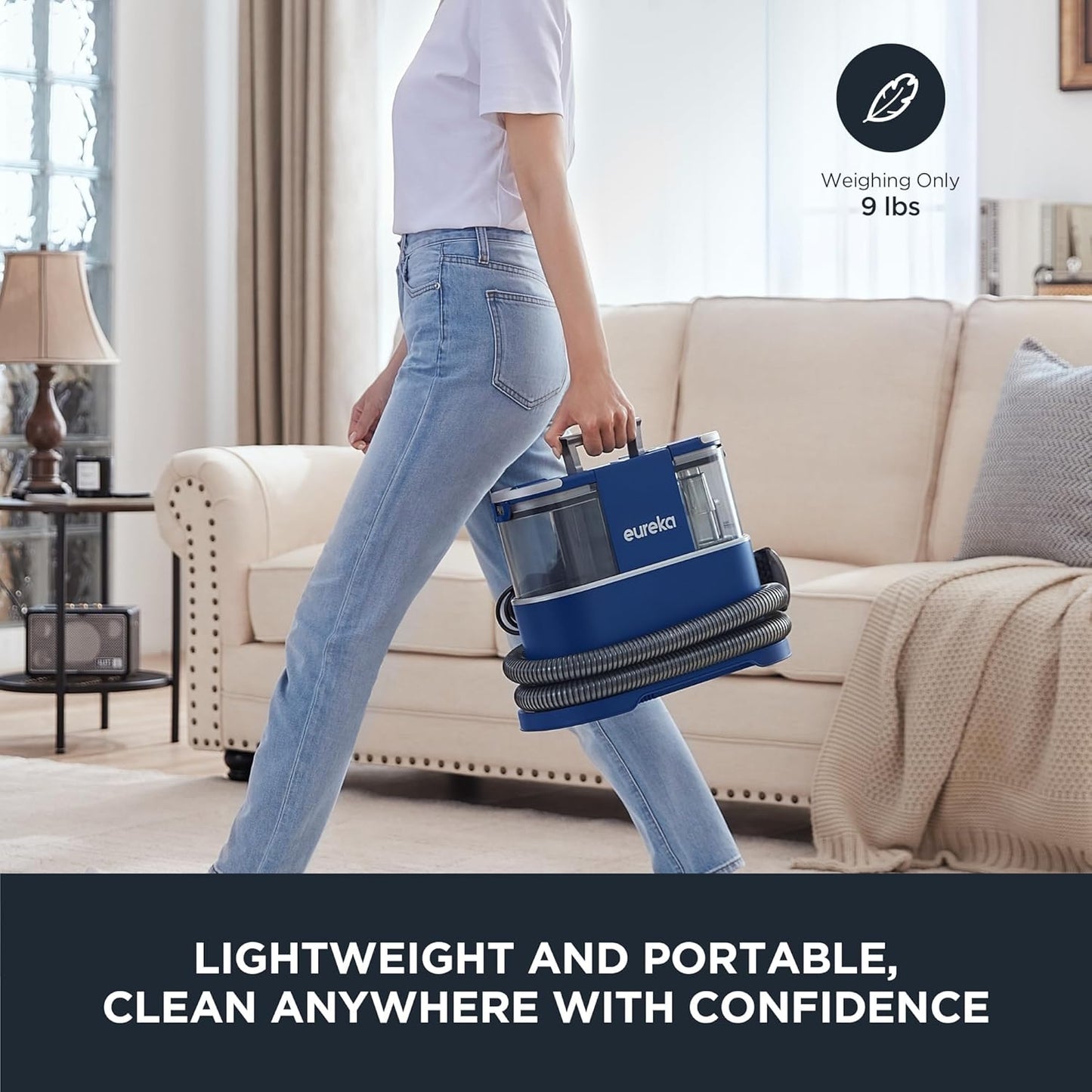 EUREKA Portable Carpet and Upholstery Cleaner, Spot Cleaner for Pets, 50.7oz Large Water Tank, NEY100 with Cleaning Formula, Blue