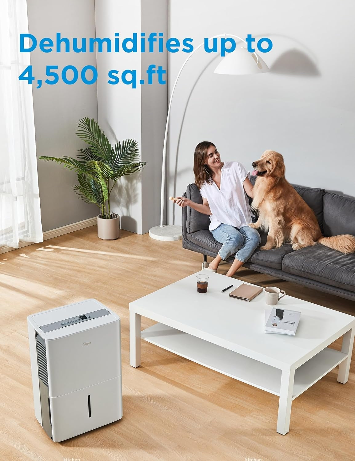 Midea 50 pt. EasyDry Dehumidifier with Built-in Pump for spaces up to 4,500 sq. ft. MAD50P1AWS