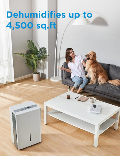 Midea 50 pt. EasyDry Dehumidifier with Built-in Pump for spaces up to 4,500 sq. ft. MAD50P1AWS