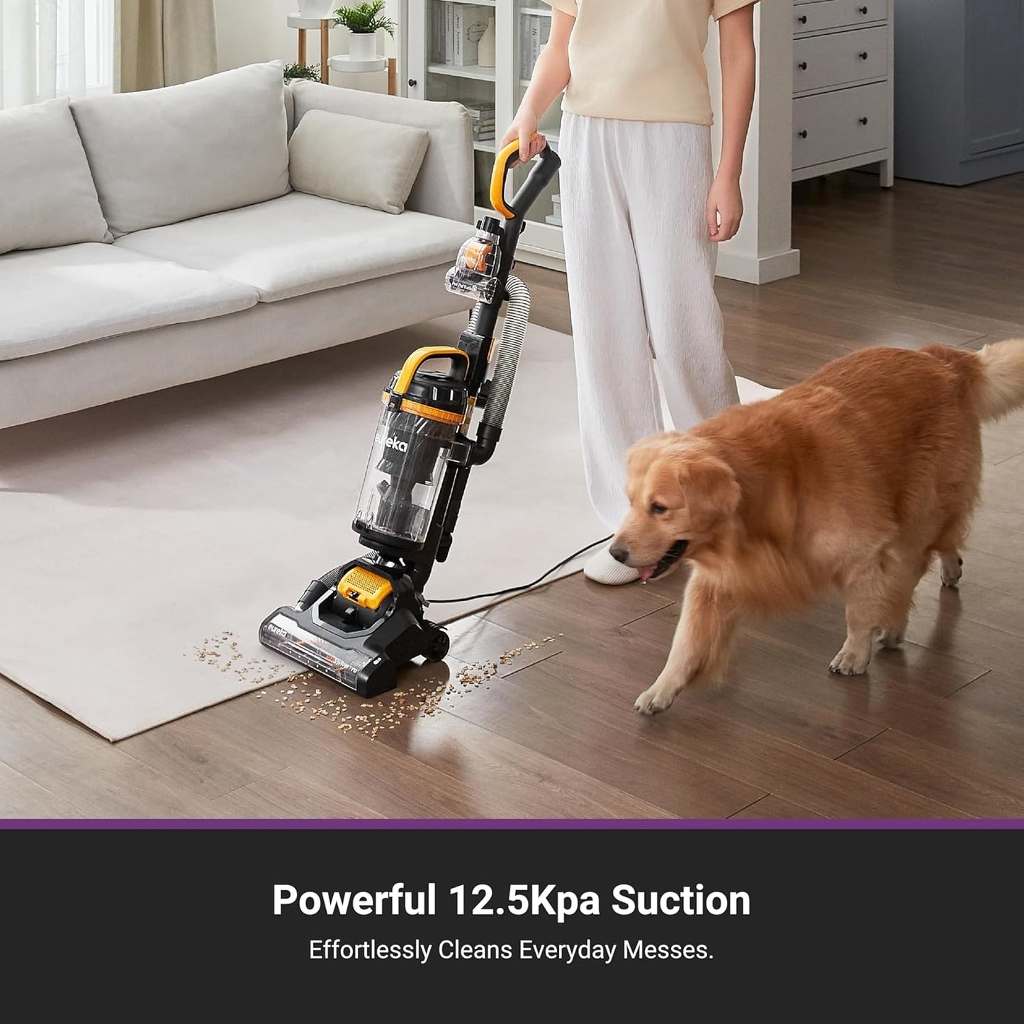 Eureka MaxSwivel Pro NEU350 – Upright Vacuum with Pet Tool & Wide Swivel, Yellow