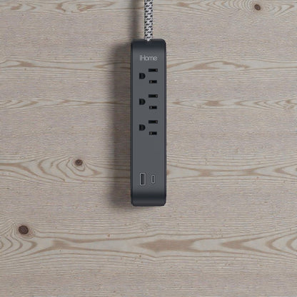 iHome Power Strip with USB and Cord Black 2IHAC2268B0L2