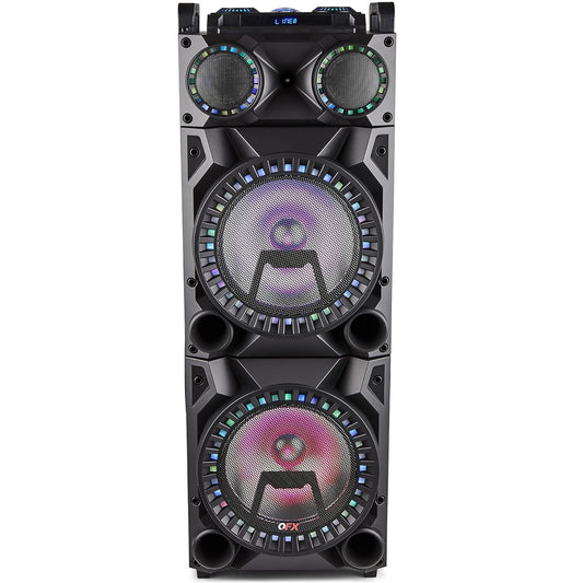 QFX Bluetooth High-Powered Portable Rechargeable Speaker with LED Party Lights - Black PBX-1212A