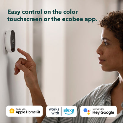 ecobee - Smart Thermostat Essential - Programmable Wi-Fi Thermostat - Works with Siri, Alexa, and Google