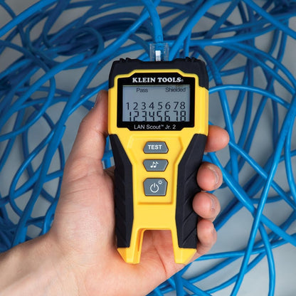 Klein Tools 80072 RJ45 Cable Tester Kit with LAN Scout Jr. 2, Coax Crimper/Stripper/Cutter Tool and Pass-Thru Modular Data Plug