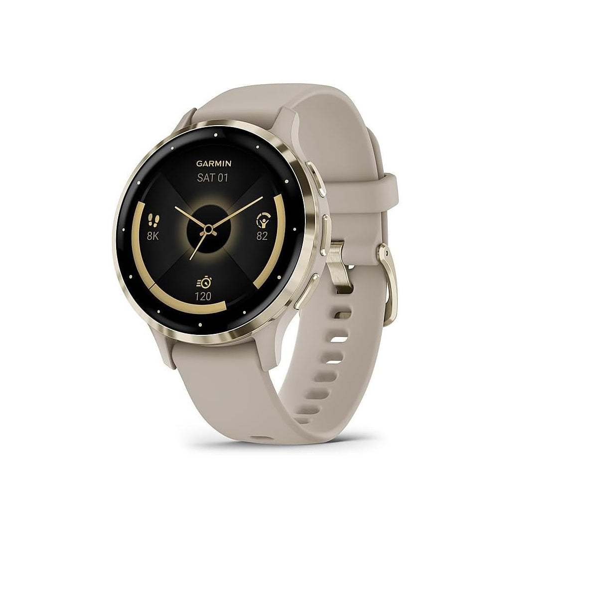Garmin Venu 3S 41mm Health Fitness GPS Smartwatch Gold Steel Bezel w/French Gray Case 010-02785-02