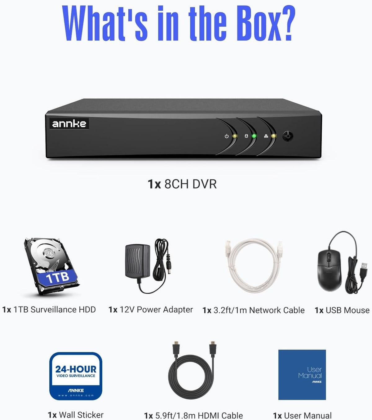 ANNKE 3K Lite 8CH Hybrid 5-in-1 Security Digital Video Recorder, 1TB HDD DW81KN