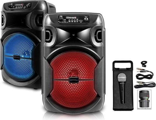 2 Technical Pro BOOMPACK8 8" Wireless Rechargeable Bluetooth Speakers+Microphone
