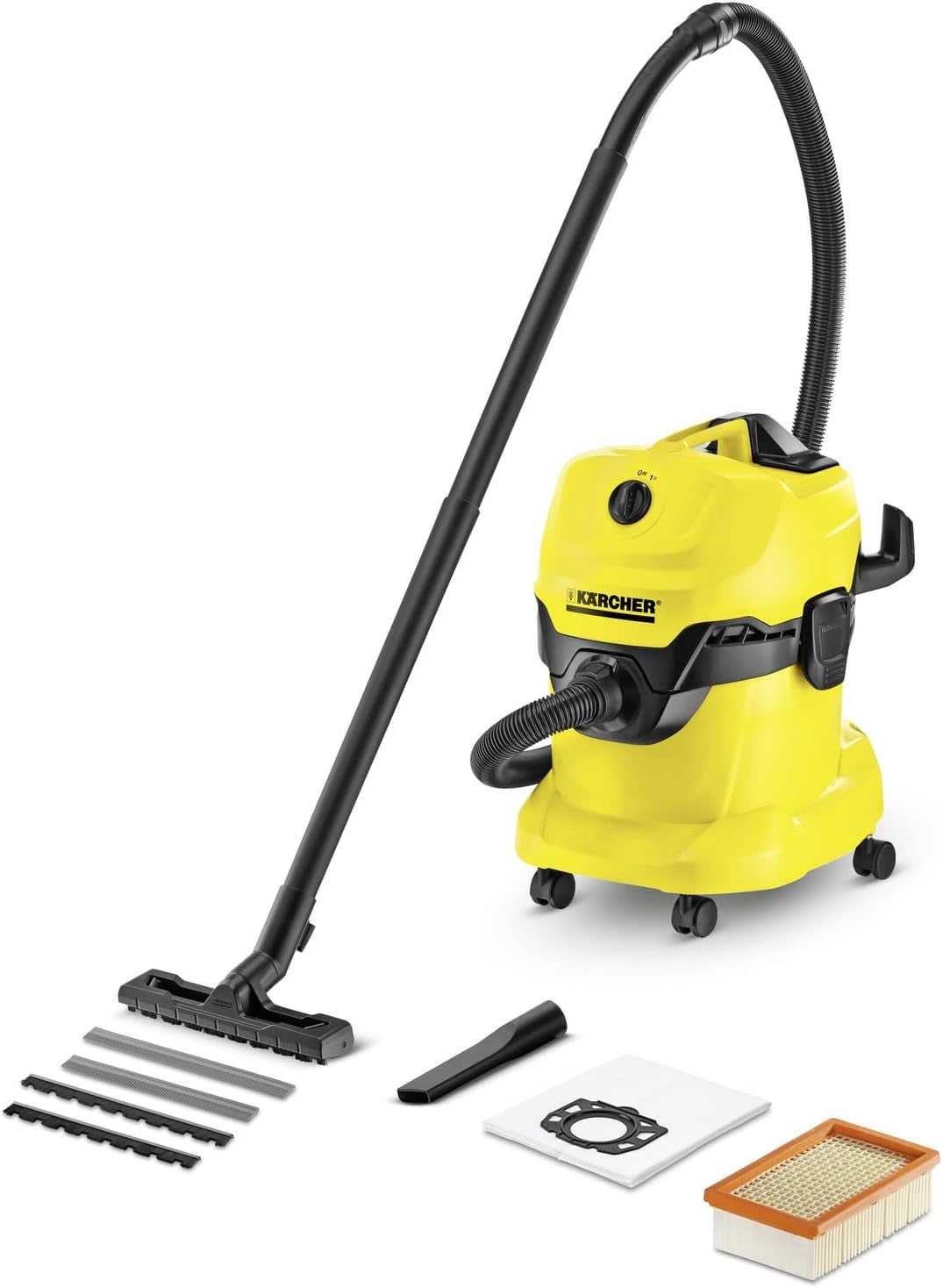 Karcher - WD 4 Wet-Dry Shop Vacuum Cleaner - with Attachments - Blower Feautre, Compact Space-Saving Design - 5.3 Gallon - 1100W