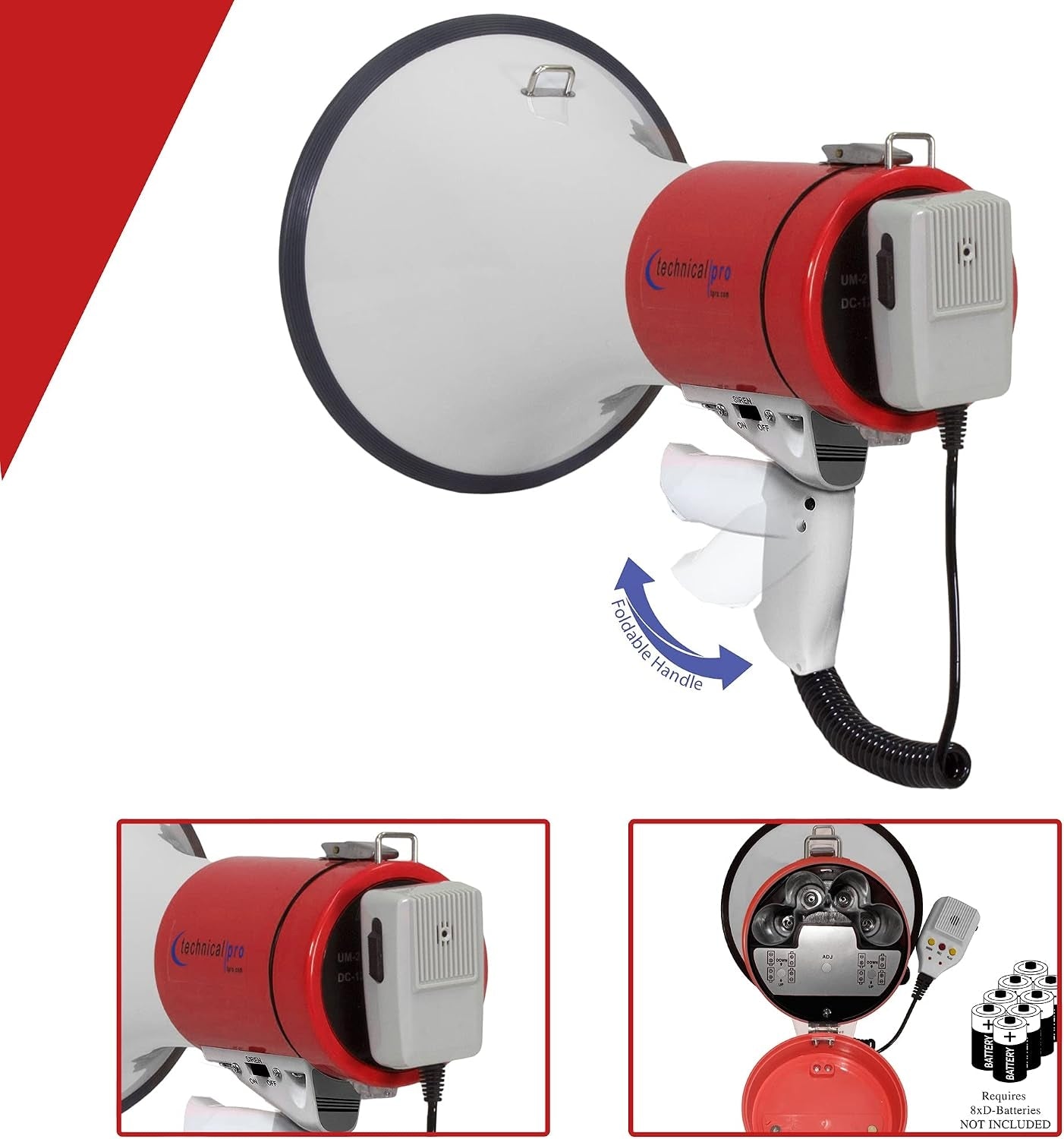 Technical Pro Portable 75-Watts 800M-1000M Range Megaphone Bullhorn Speaker