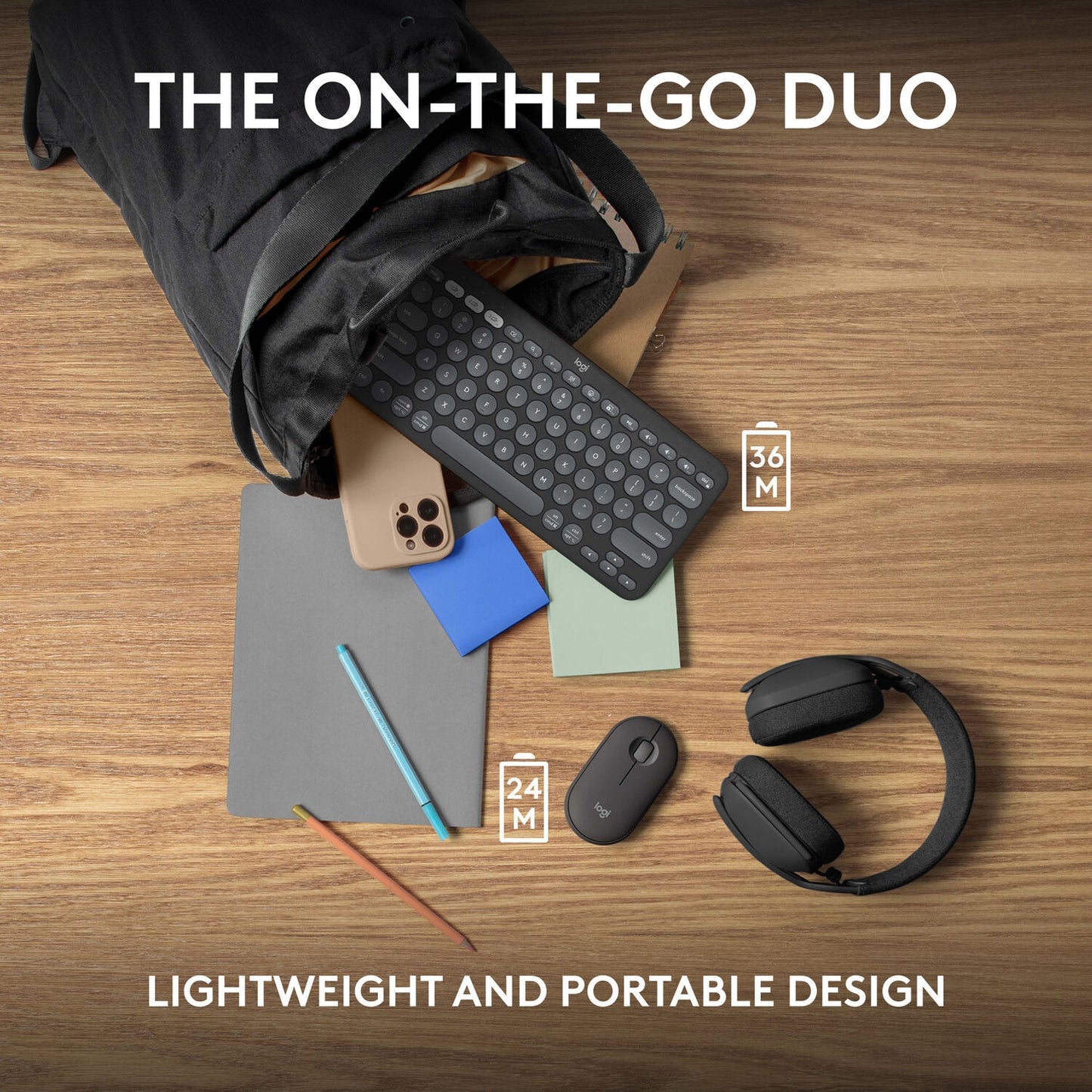 Logitech - Pebble 2 Combo Compact Wireless Scissor Keyboard and Mouse Bundle Graphite 920-012061