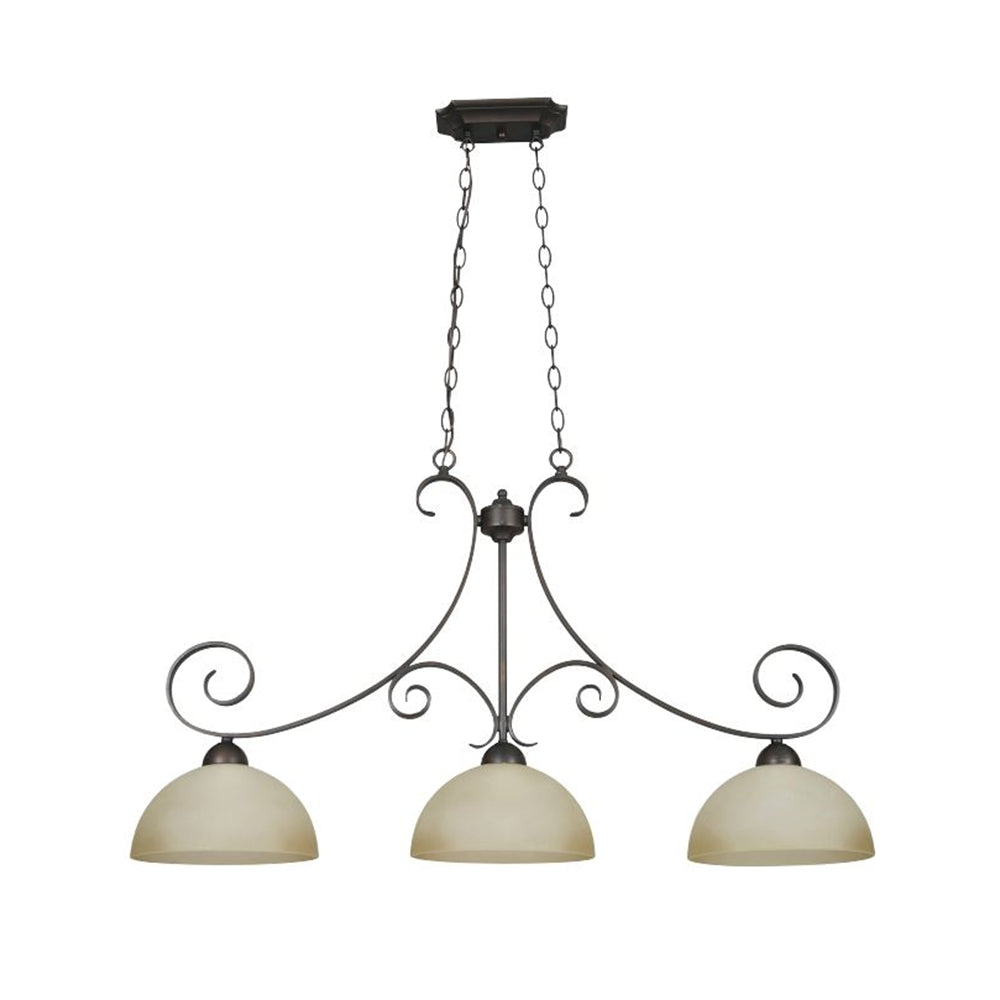 Sunset Lighting F5262-26 Island 3-Light Pendant 100W Buttercup Glass, Tique Finish