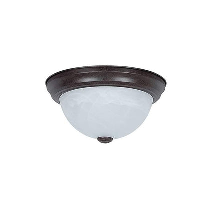 Sunset Lighting 2-Light 11" Flush Mount Faux Alabaster Glass Dimmable Rubbed Bronze F7630-62