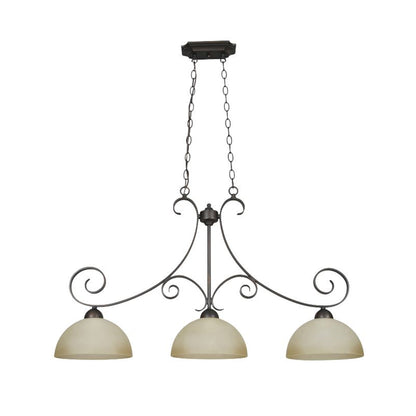Sunset Lighting F5262-26 Island 3-Light Pendant 100W Buttercup Glass, Tique Finish