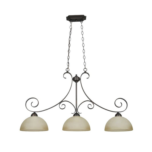 Sunset Lighting F5262-26 Island 3-Light Pendant 100W Buttercup Glass, Tique Finish