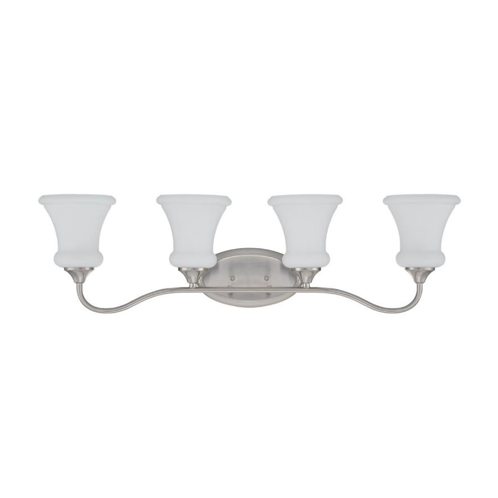Sunset Lighting Valare Vanity 4-Light, 100W Bright Satin Nickel Opal Glass F23014-80