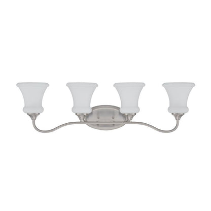 Sunset Lighting Valare Vanity 4-Light, 100W Bright Satin Nickel Opal Glass F23014-80