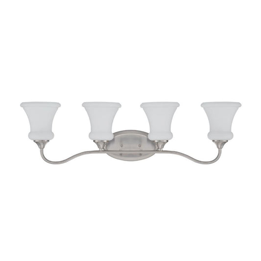 Sunset Lighting Valare Vanity 4-Light, 100W Bright Satin Nickel Opal Glass F23014-80