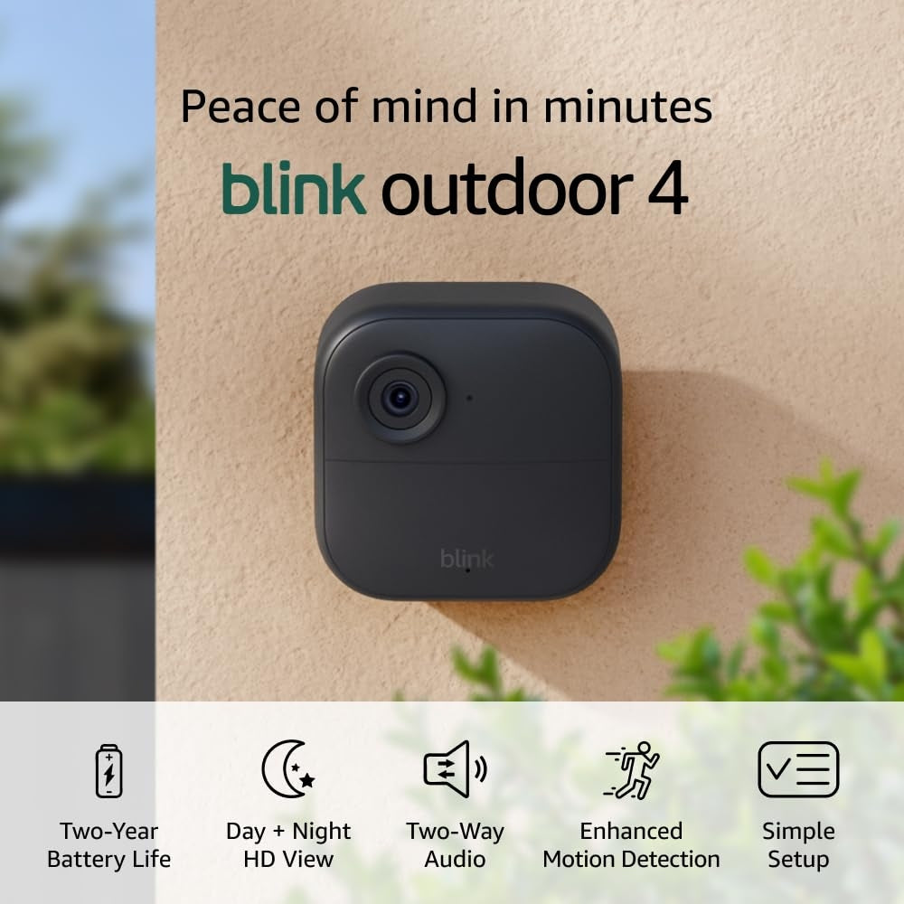 Blink Outdoor 4 1-Camera Wireless 1080p Security System with Up to Two-year Battery Life Black B0B1N5HW22