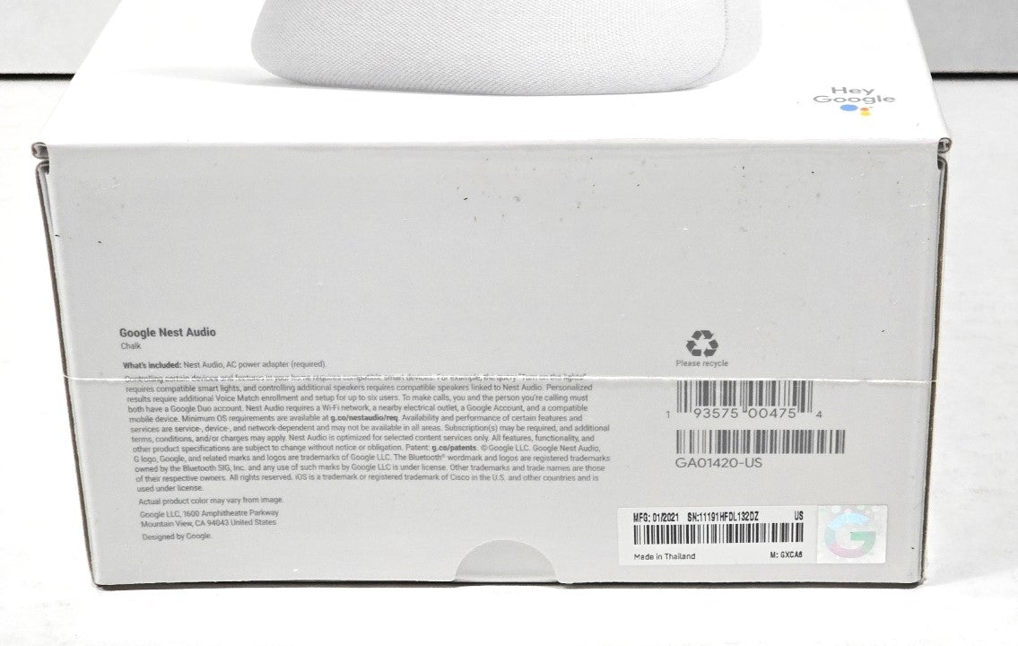 Google Nest Audio Smart Speaker Chalk Color GA01420-US - 2-pack