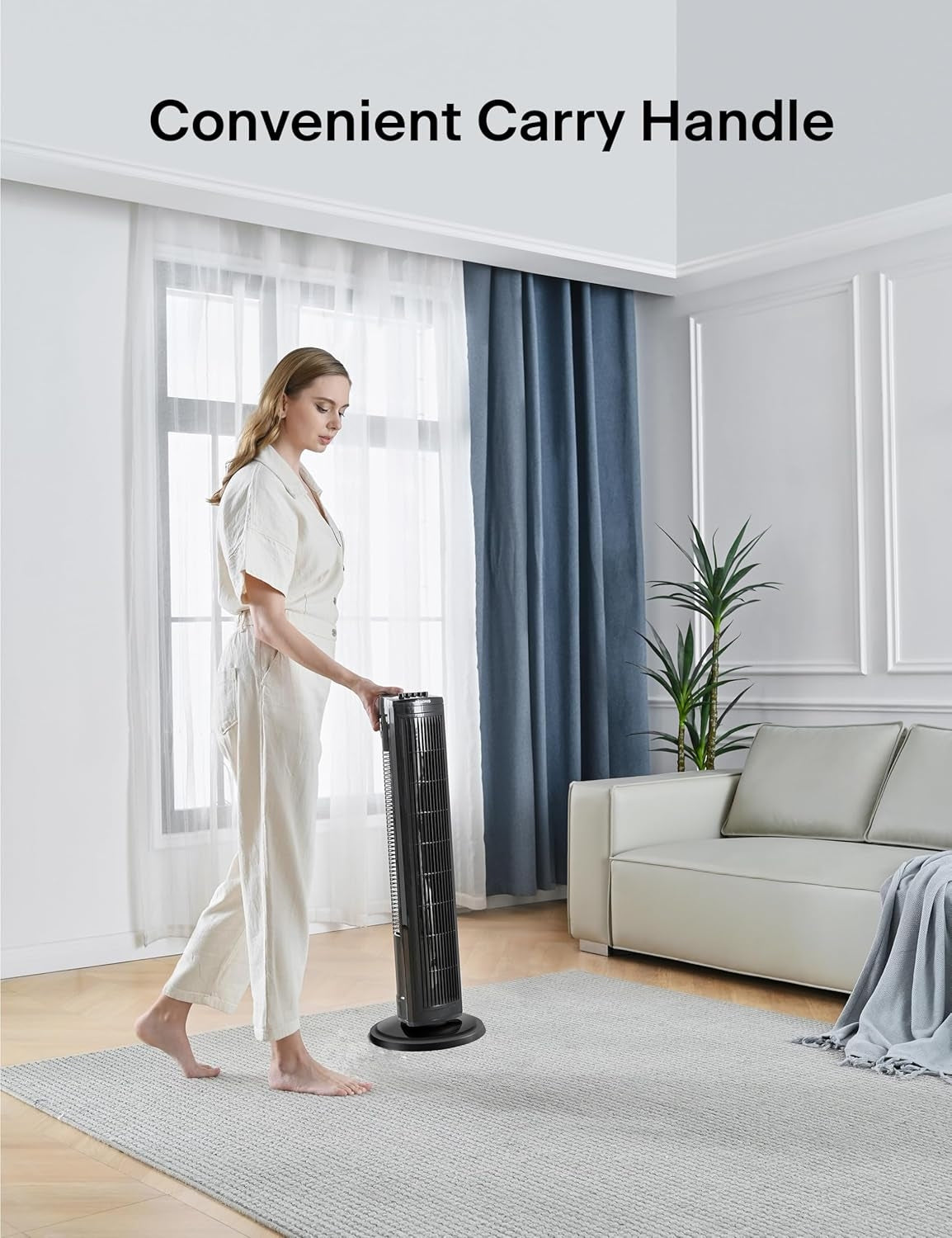 PELONIS 30 Inch Oscillating Tower Fan with 3 Speed Settings and Auto-off Timer, Standing Fan Black PFT28A2BBB