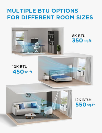 Midea 8,000 BTU U Shaped 350 Sq. Ft. Smart Inverter Window Air Conditioner MAW08V1QWT