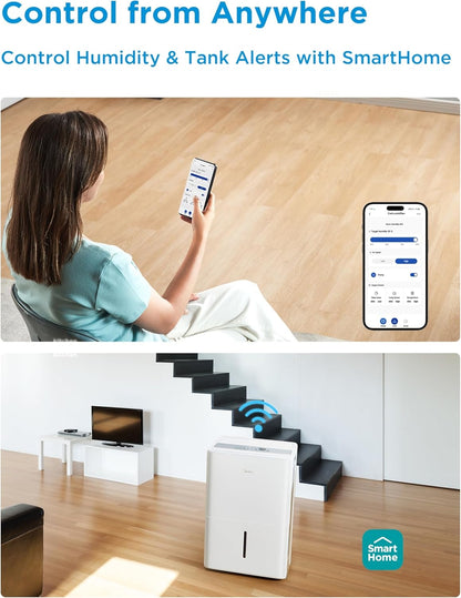 Midea 50 pt. EasyDry Dehumidifier with Built-in Pump for spaces up to 4,500 sq. ft. MAD50P1AWS