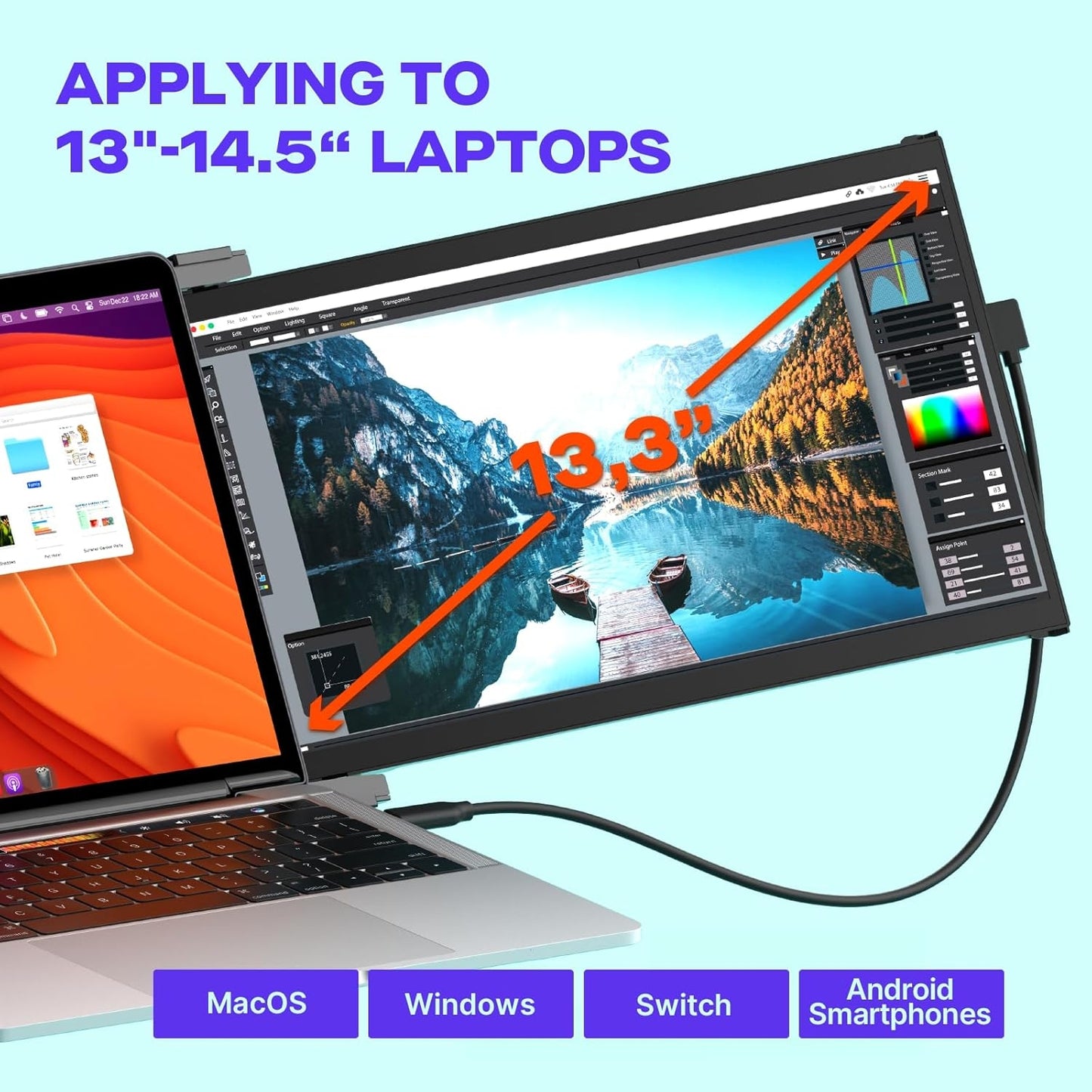 Mobile Pixels Nexus 13.3" 1080P Portable Laptop Monitor, USB Type-C/USBA/HDM 101-1013P01