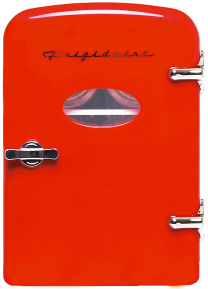Frigidaire Portable Retro 6-can/4L Mini Fridge EFMIS129-RED, Includes 110V home power cord & 12V DC car adapter