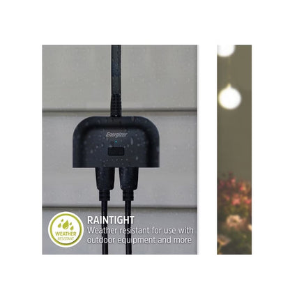 Energizer Connect Smart WiFi Weather Resistant In/Outdoor Plug 2nd Gen EOX3-1002-BLK