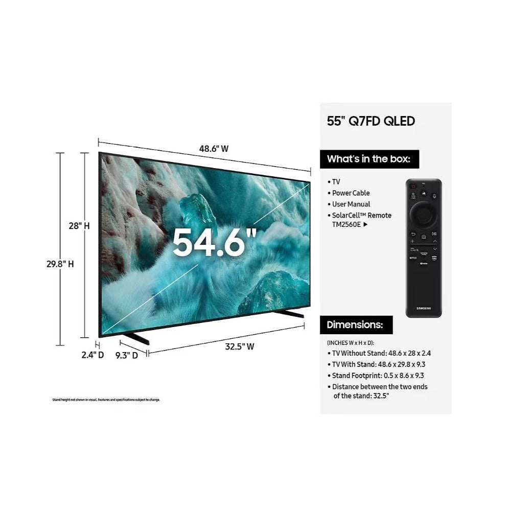 Samsung 55” Class Q7F Series QLED 4K UHD SamsungVision AI Smart Tizen TV (2025) QN55Q7FDAF