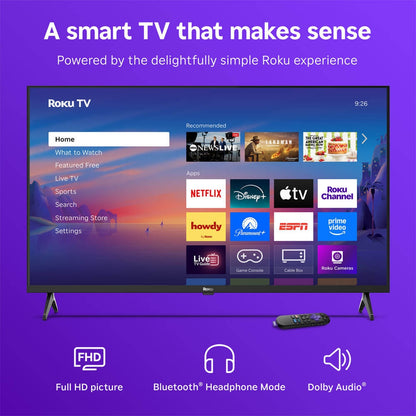Roku 40" Class Select Series Full HD 1080p LED Smart Roku TV - Voice Control, Direct Lit, Works With: Apple Home, Amazon Alexa, Google Home - 40R3D5
