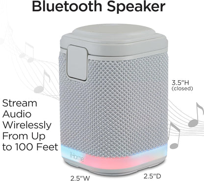 iHome Bluetooth Speaker with Wireless Charger, Charging Station with Color Changing Night Light - Gray (iPBT50G)