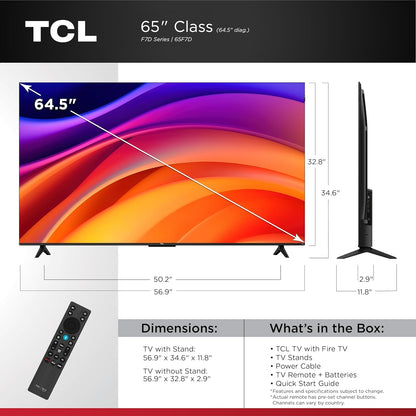 TCL 65" F7D Class 4K UHD HDR QLED Smart TV with Fire TV - 65F7D