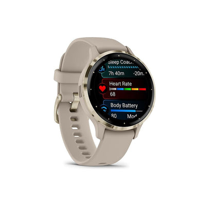 Garmin Venu 3S 41mm Health Fitness GPS Smartwatch Gold Steel Bezel w/French Gray Case 010-02785-02