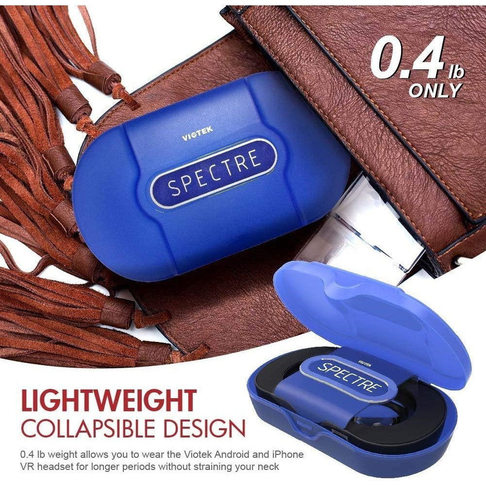 VIOTEK Spectre Folding Virtual Reality VR Headset Phone Accessory - Lightweight Glasses with Collapsible Case SPE-A01