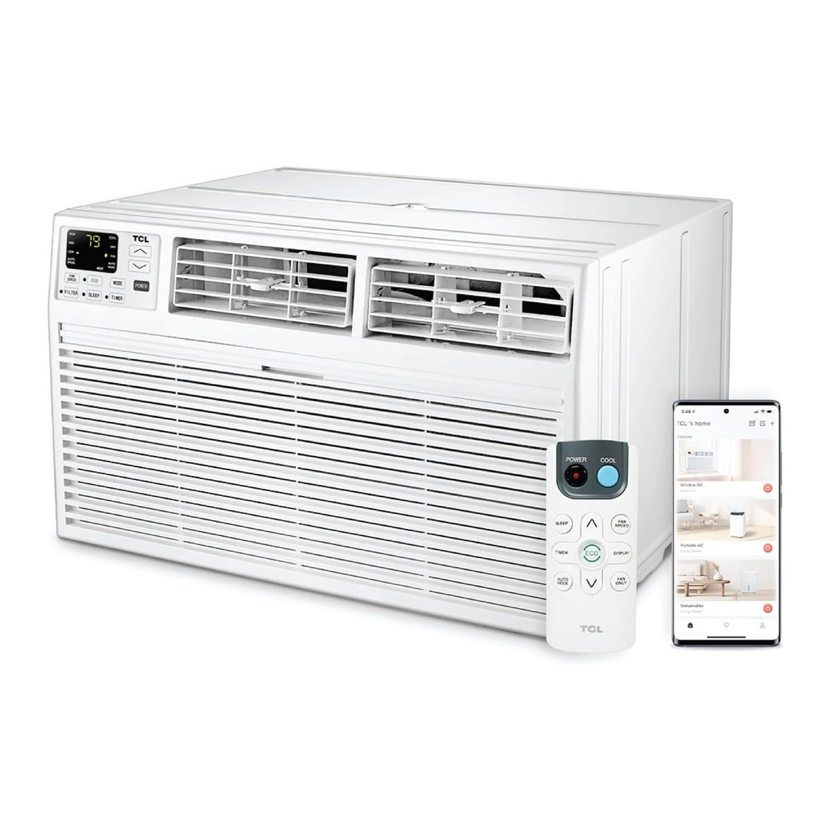 TCL 8,000 BTU Smart Through-the-Wall Air Conditioner, 115V, Wi-Fi 350 Sq.Ft. H8T9E1-A1