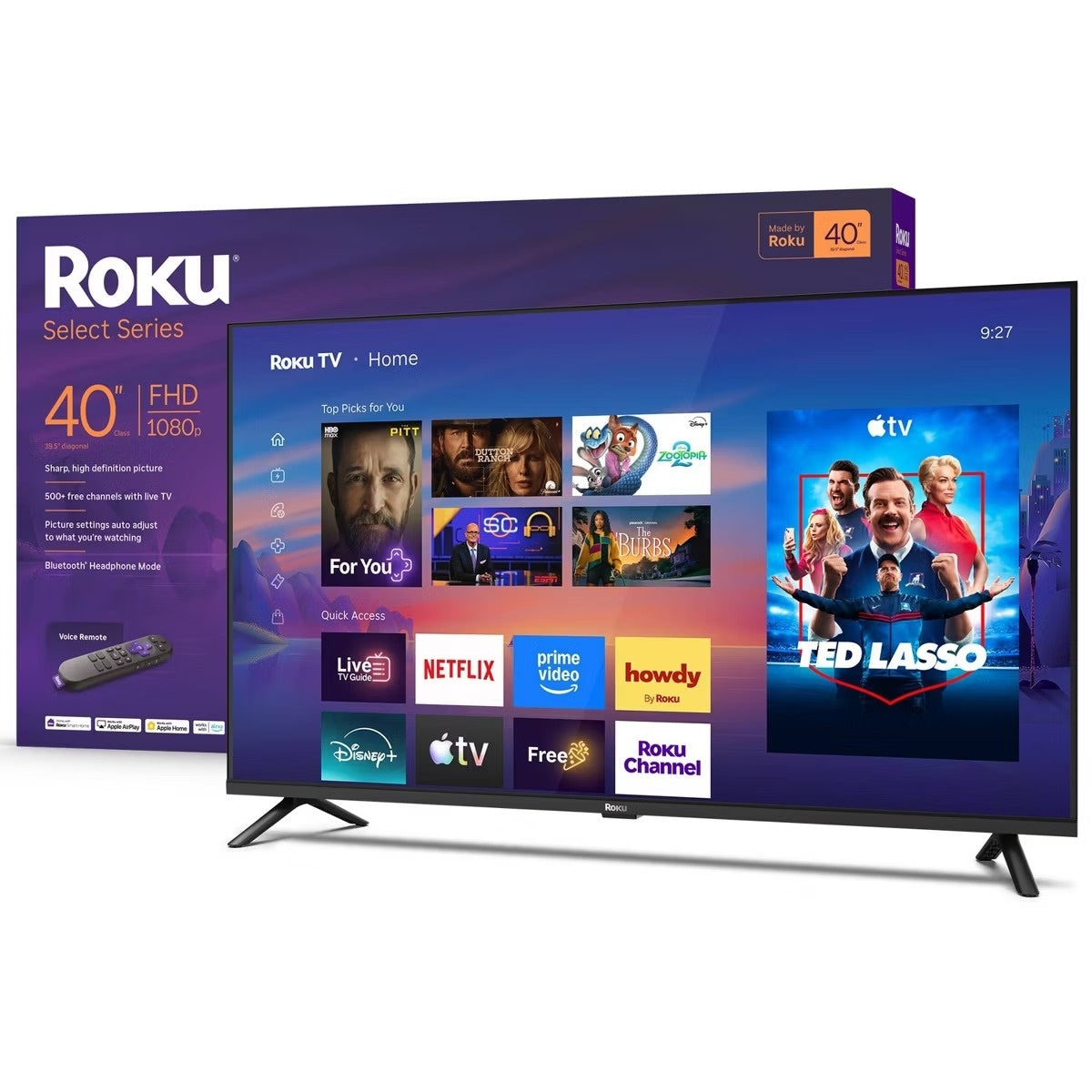 Hiro Roku TV 43" 1080p Full HD Smart TV Flat Screen LED Television with Roku TV and Dolby Audio H43C3D4