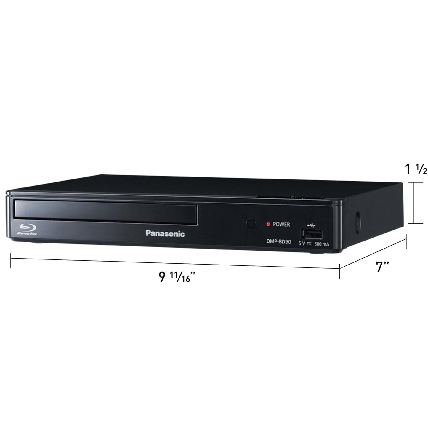 Panasonic Blu Ray DVD Player with Full HD Picture Quality and Hi-Res Dolby Digital Sound, DMP-BD90P-K, Black