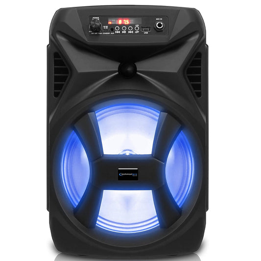 Technical Pro Rechargeable 8" Bluetooth LED Speaker with USB Card Inputs SPARK8