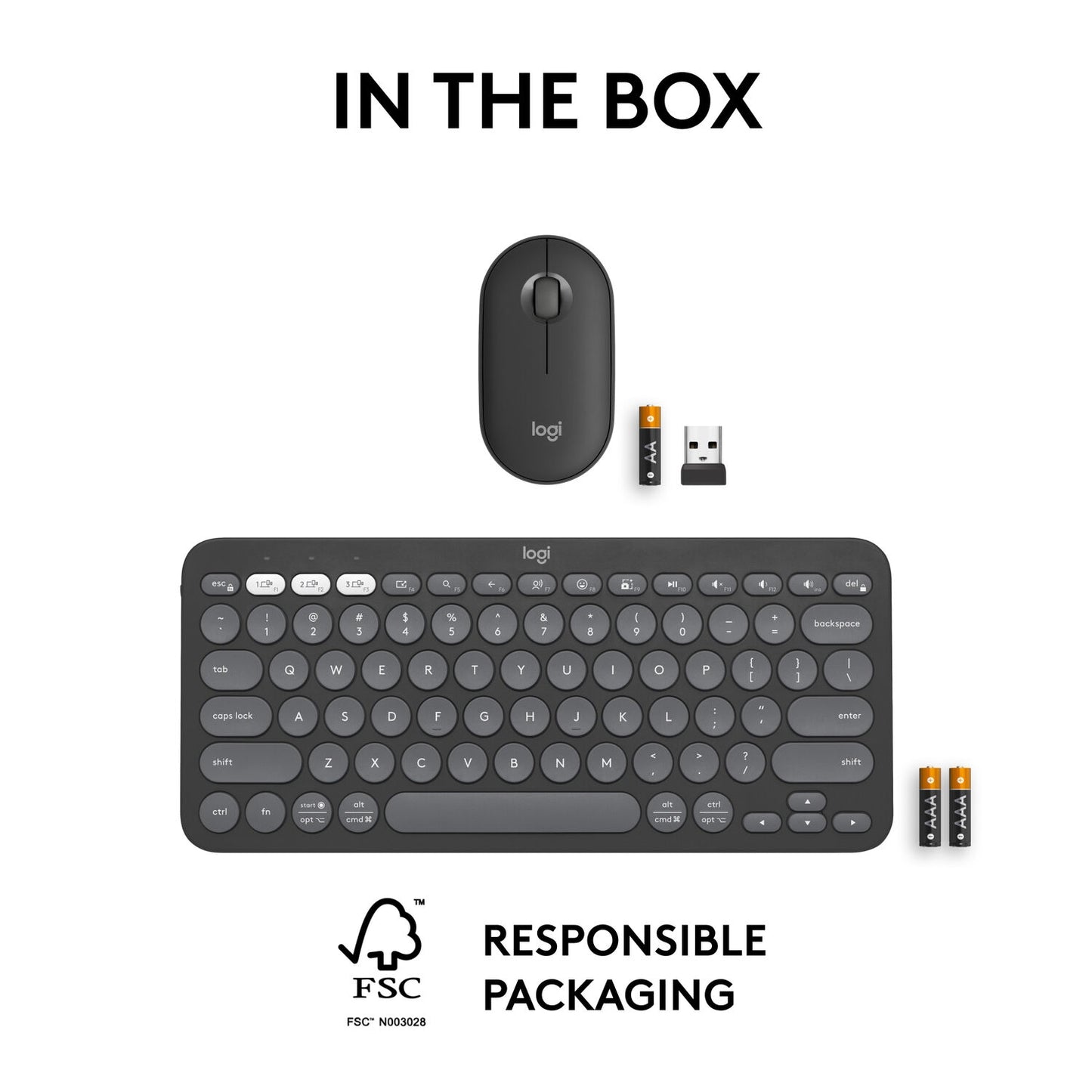 Logitech - Pebble 2 Combo Compact Wireless Scissor Keyboard and Mouse Bundle Graphite 920-012061