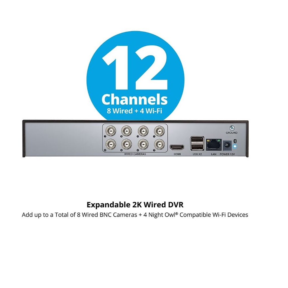 Night Owl CL-FT4D1-84L 2-Way Audio 12 Channel 4 Camera 2K DVR Security System with 1TB Hard Drive