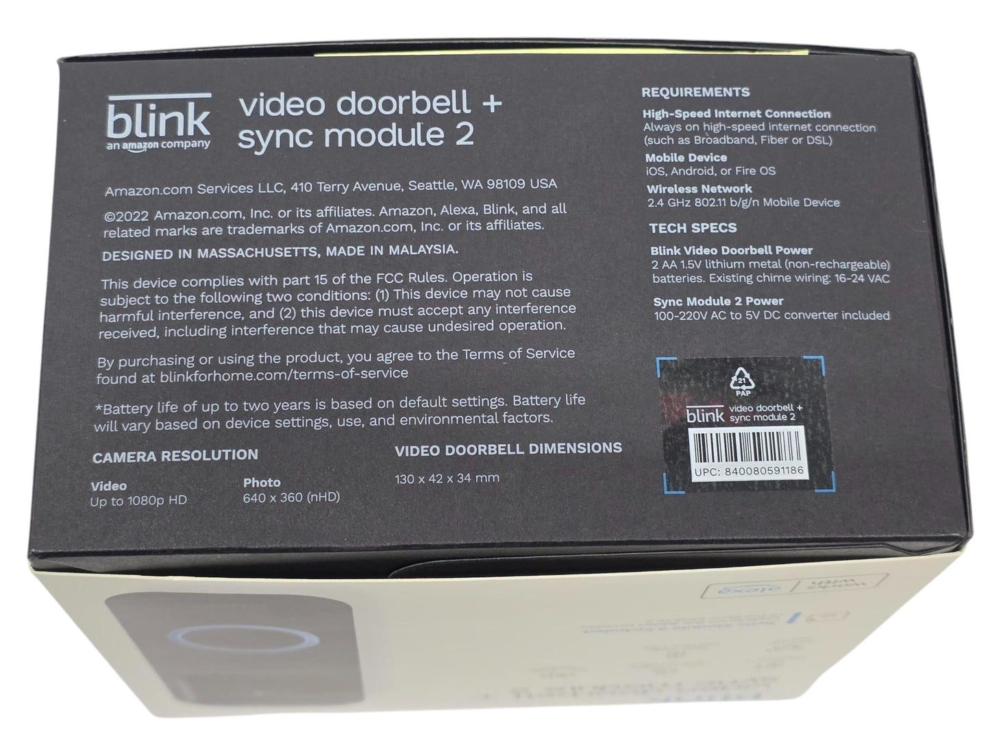 Blink Video Doorbell with Indoor Mini Camera, Sync Module 2 and Yard Sign
