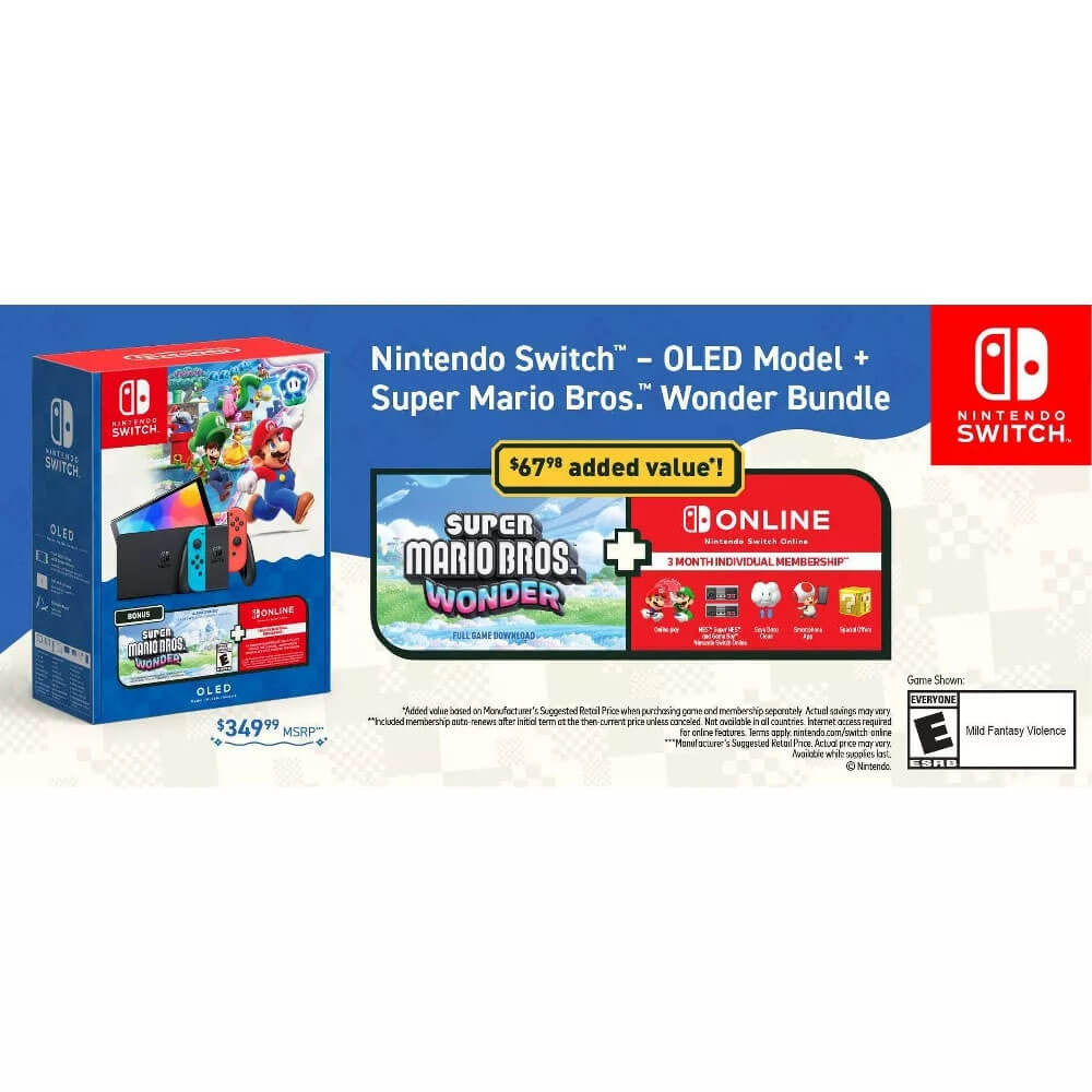 Super Mario Bros. OLED Model Wonder Bundle - Nintendo Switch 121618 (No Game card)