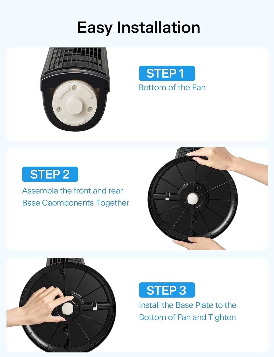 PELONIS 30 Inch Oscillating Tower Fan with 3 Speed Settings and Auto-off Timer, Standing Fan Black PFT28A2BBB