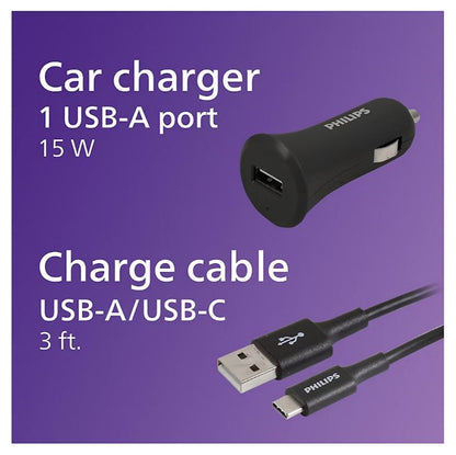 Philips 3-in-1 Car Charging Kit - Black DLP6543CC/37-T1