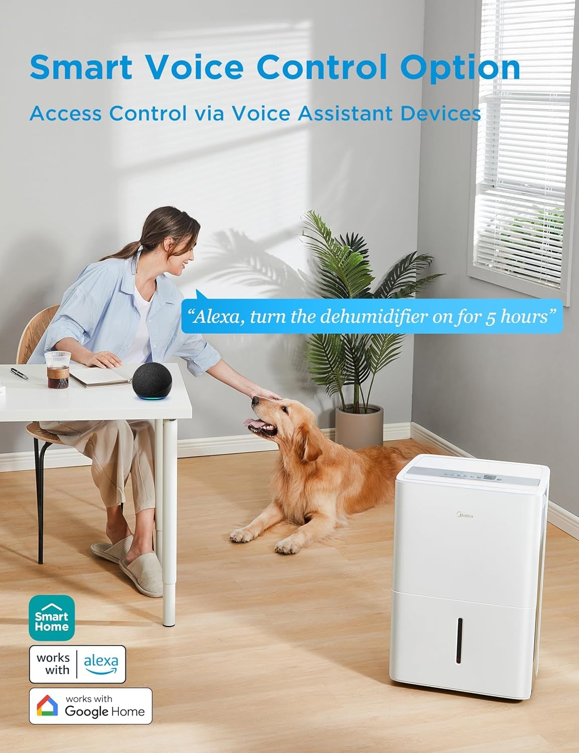 Midea 50 pt. EasyDry Dehumidifier with Built-in Pump for spaces up to 4,500 sq. ft. MAD50P1AWS