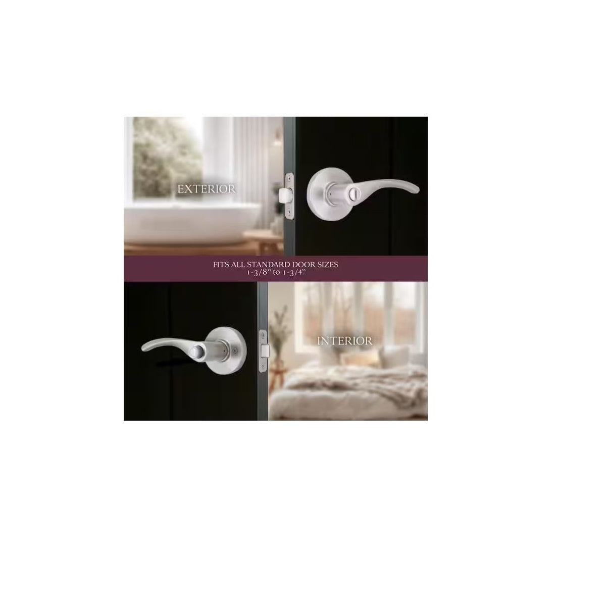 Primrose Satin Nickel Privacy Bed/Bath Door Handle LS9X2GSJYYC