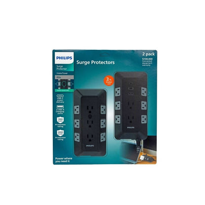Philips 17-Outlet Surge Tap/Protector Combo Pack Black/Gray SPP9853B/37-T1-DI1